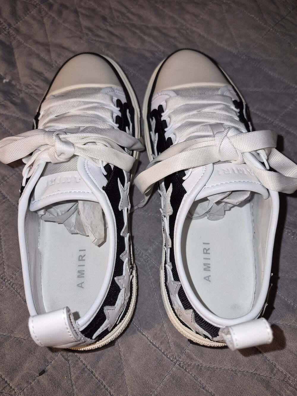 Amiri Skel Top Stars Court Low-Top Sneakers in Black and White - Picture 2 of 6